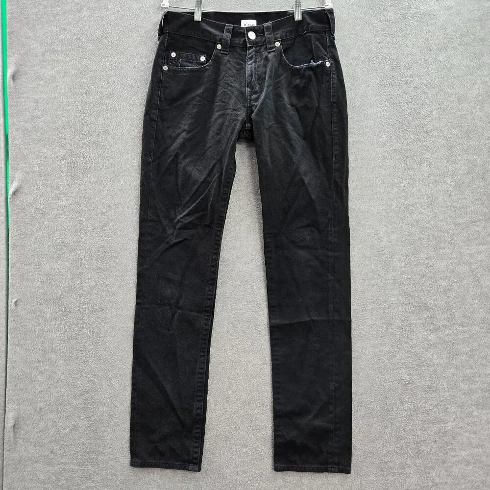 True Religion Men Jeans‎ 31 Black Skinny Denim Mid Rise Pockets 33